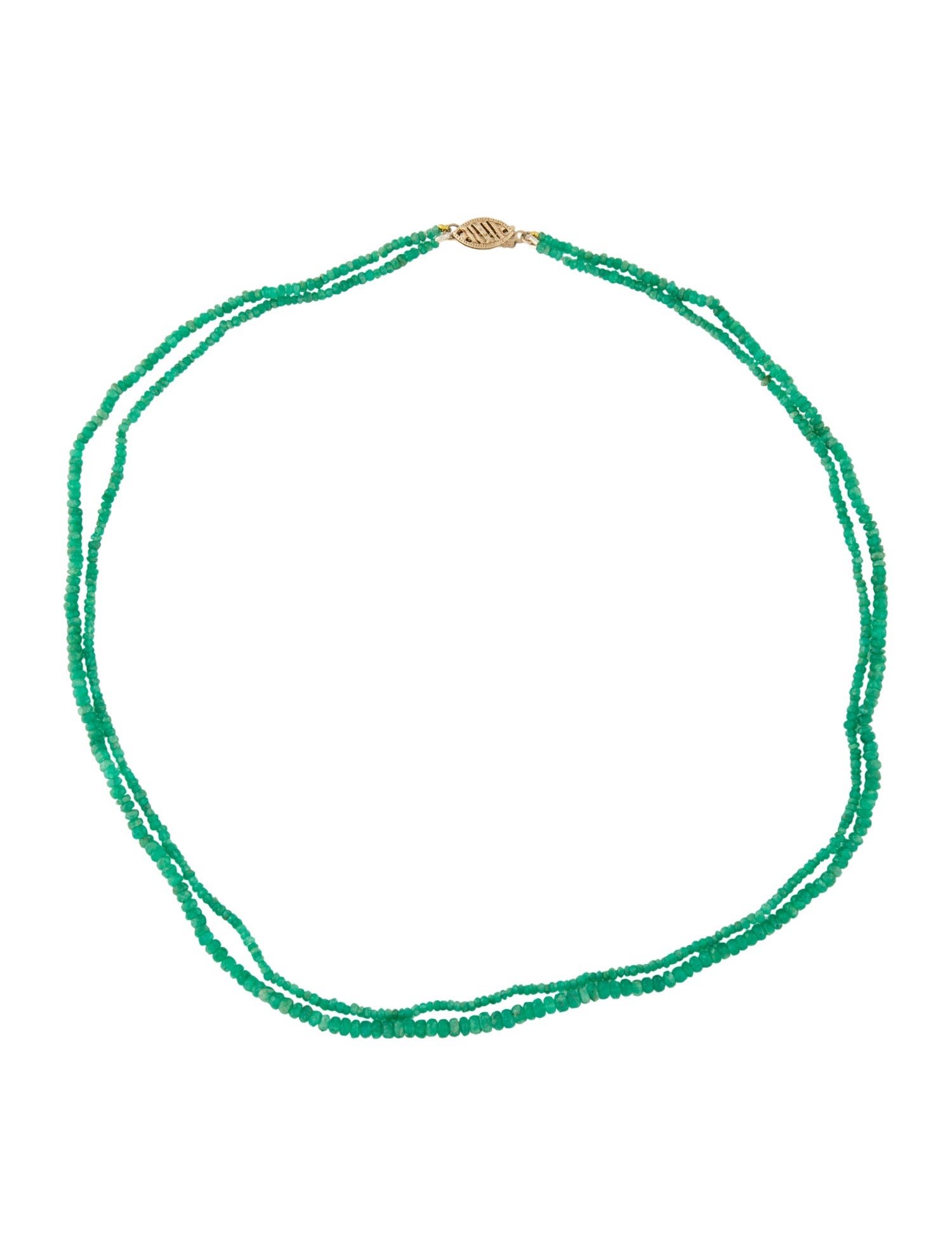 Necklace 14K Emerald Double Strand Bead Necklace