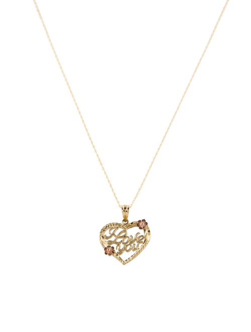 Necklace 14K "I Love You" Heart Pendant Necklace