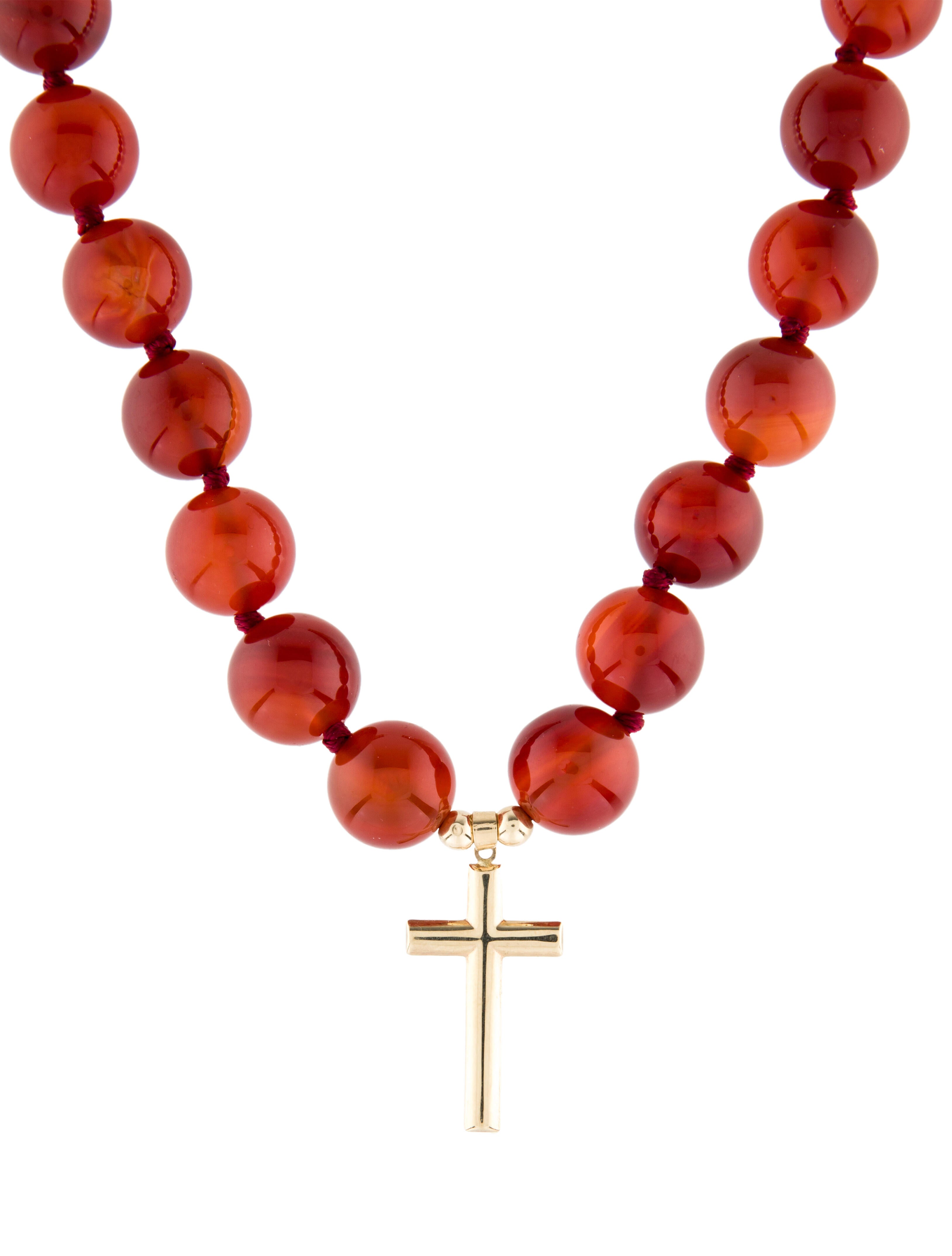 Necklace 14K Carnelian Cross Pendant Necklace