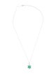 Necklace 14K Emerald & Diamond Floral Pendant Necklace