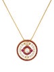 Necklace 18K 3.50ctw Diamond & Ruby Halo Cluster Pendant w/14K Spiga Link Chain