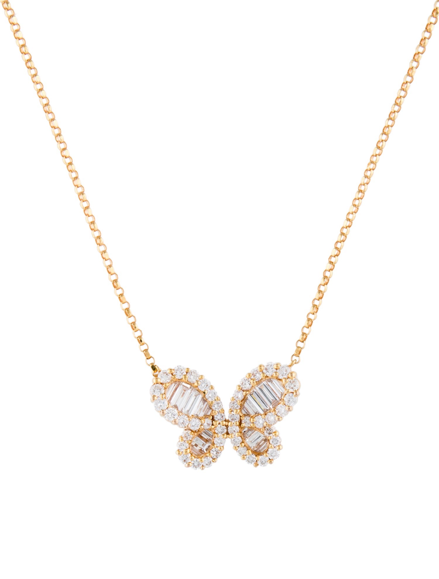 Necklace 18K 2.10ctw Diamond Butterfly Pendant Necklace