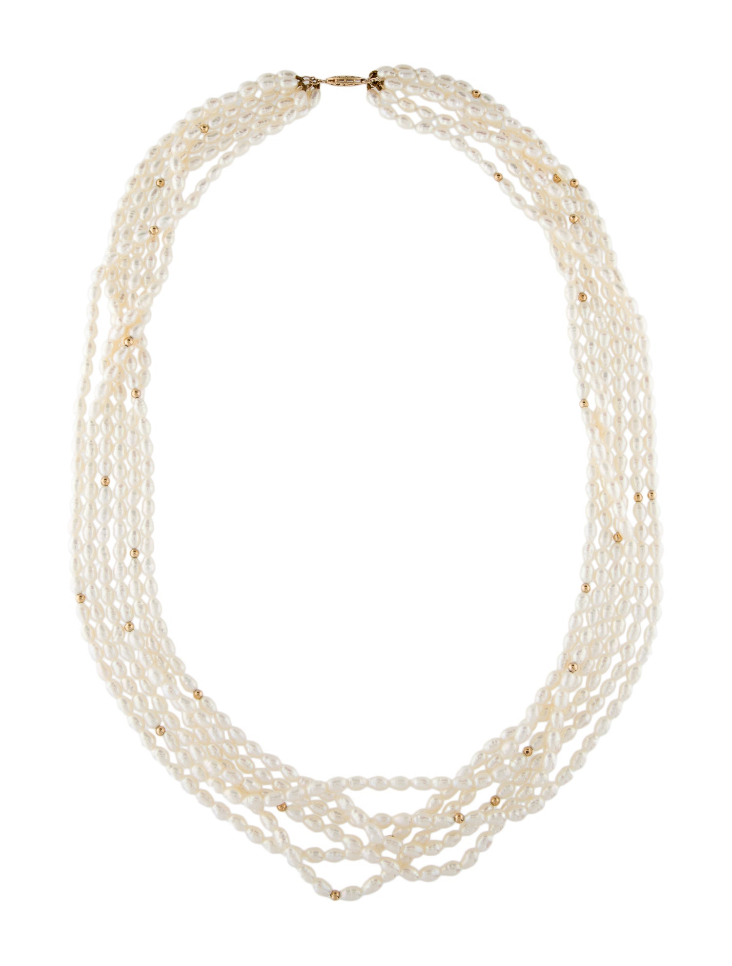 Necklace 14K Pearl Multistrand Bead Necklace