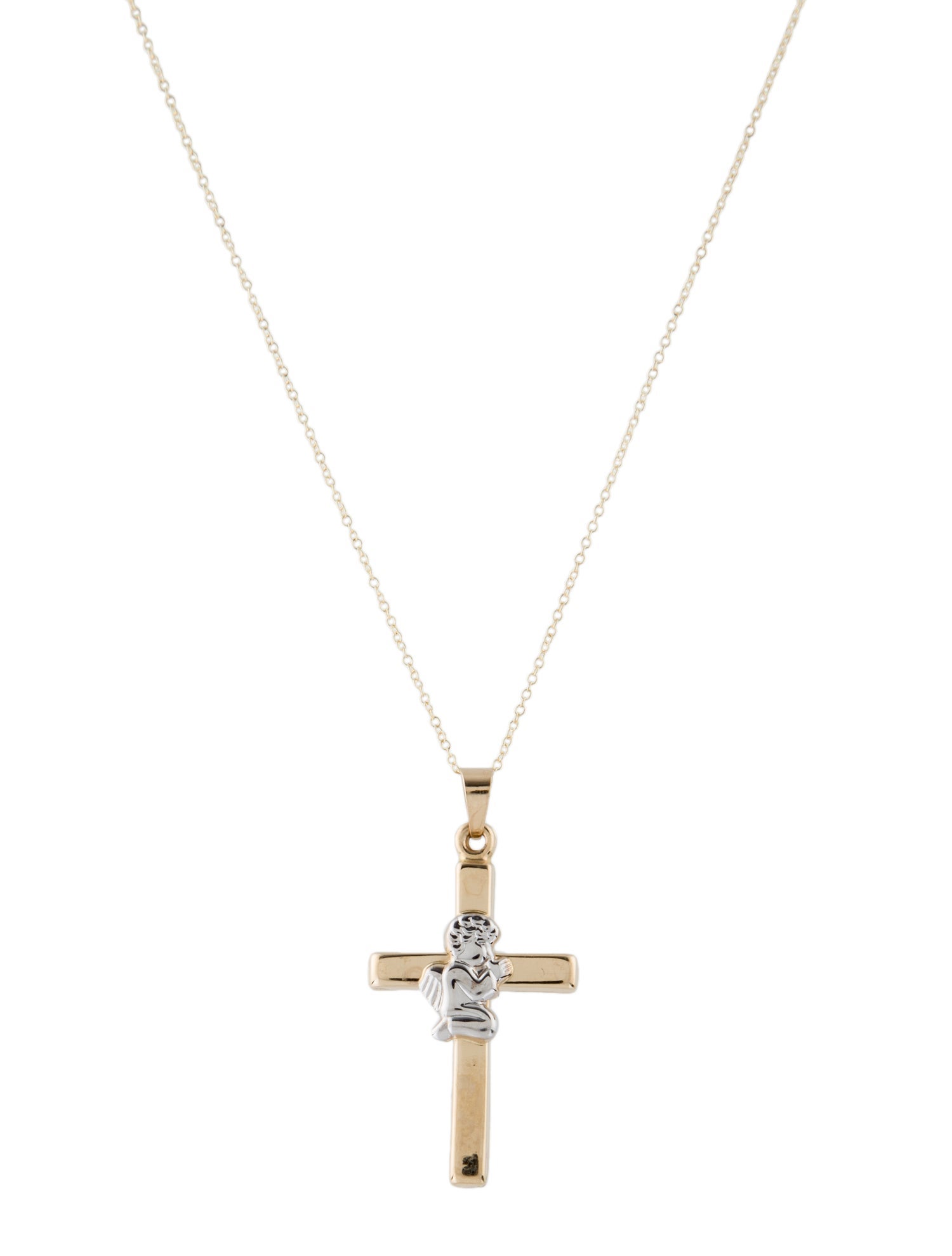 Necklace 14K Two-Tone Cross Pendant Necklace