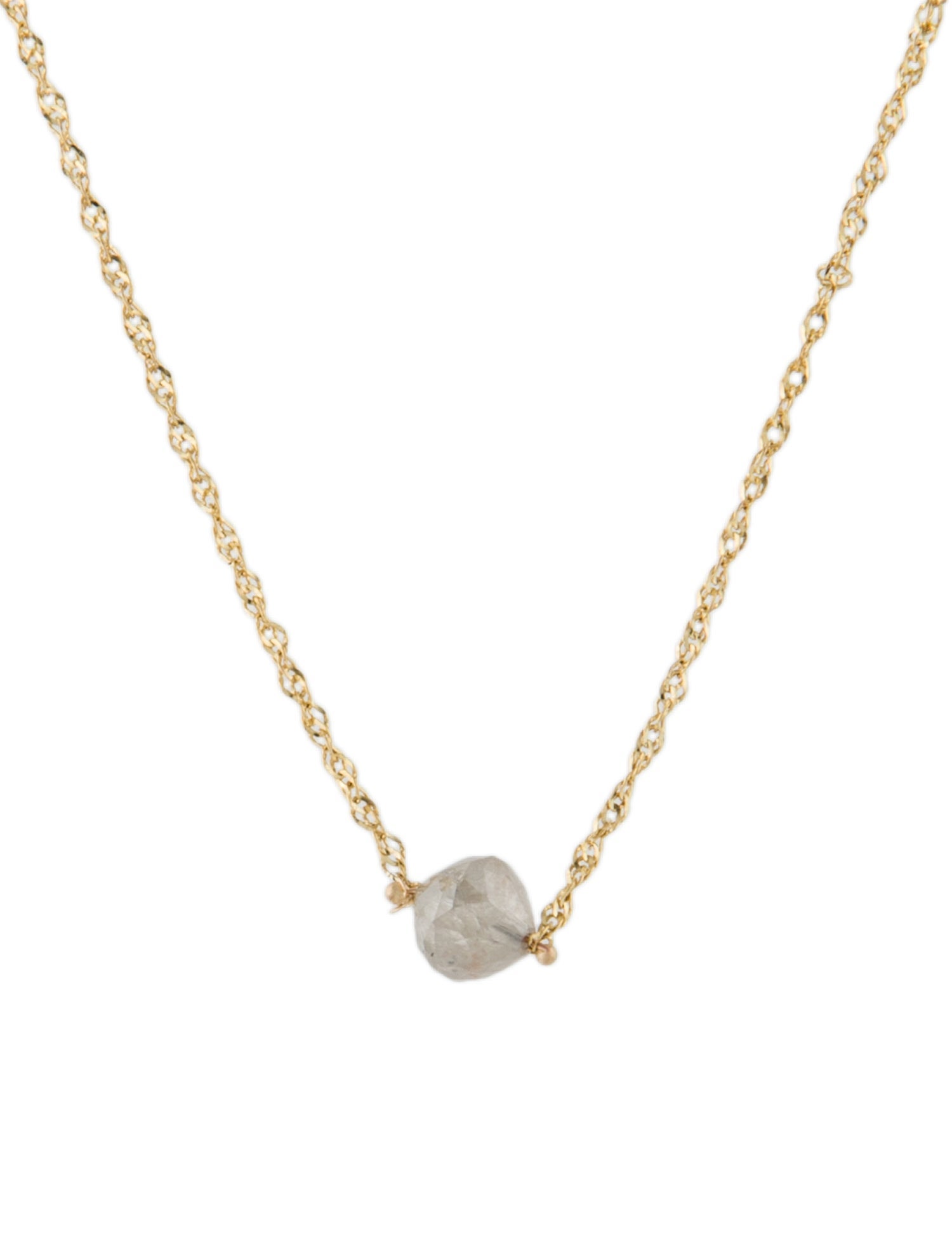 Necklace 14K Diamond Bead Pendant