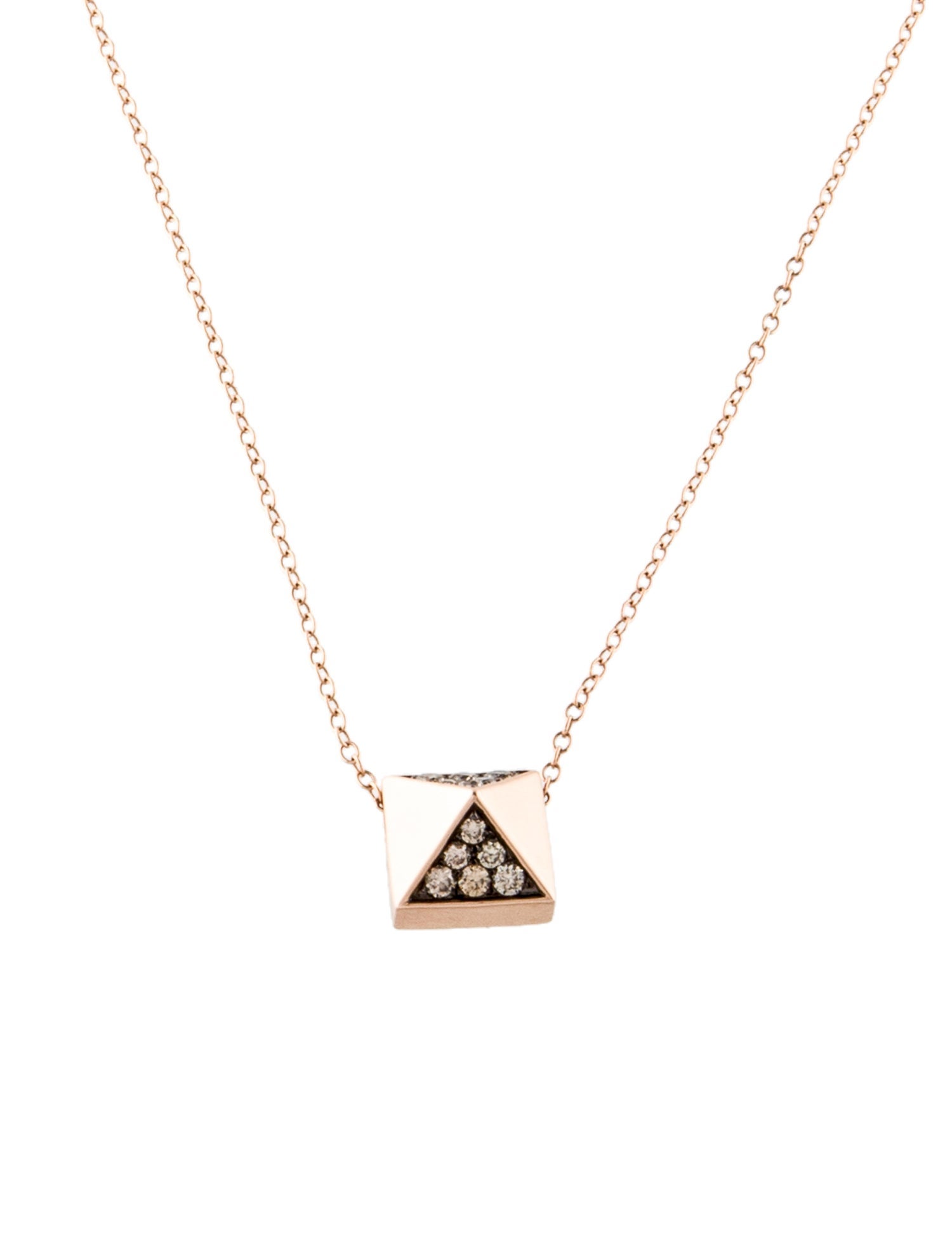 Necklace 14K Diamond Pyramid Pendant Necklace