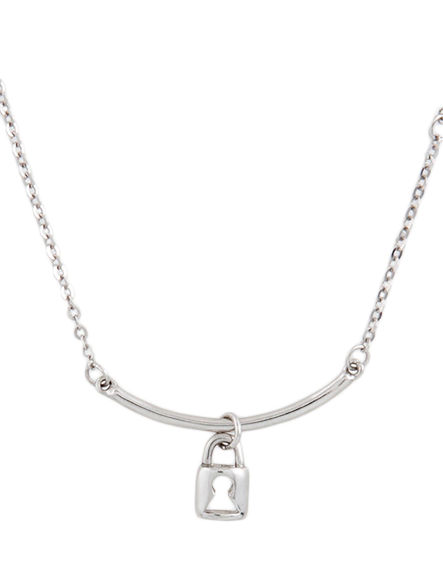Necklace Platinum Lock and Key Station Necklace