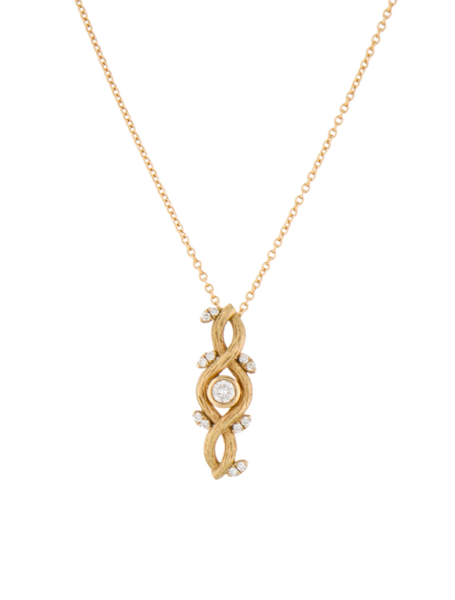 Necklace Socheec 18K Diamond Branch Pendant