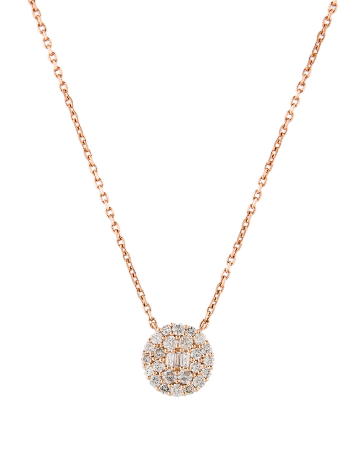 Necklace 14K Diamond Cluster Pendant Necklace