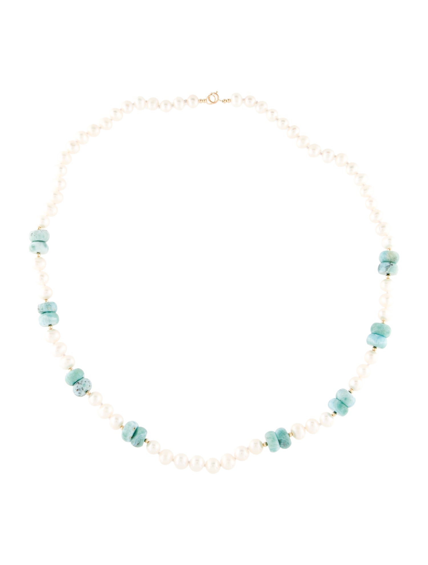 Necklace 14K Pectolite & Pearl Chain Necklace