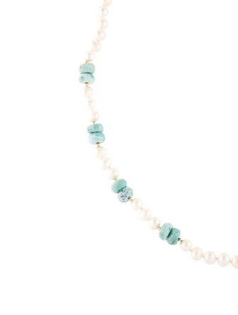 Necklace 14K Pectolite & Pearl Chain Necklace
