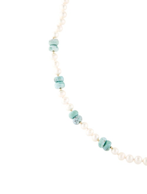 Necklace 14K Pectolite & Pearl Chain Necklace