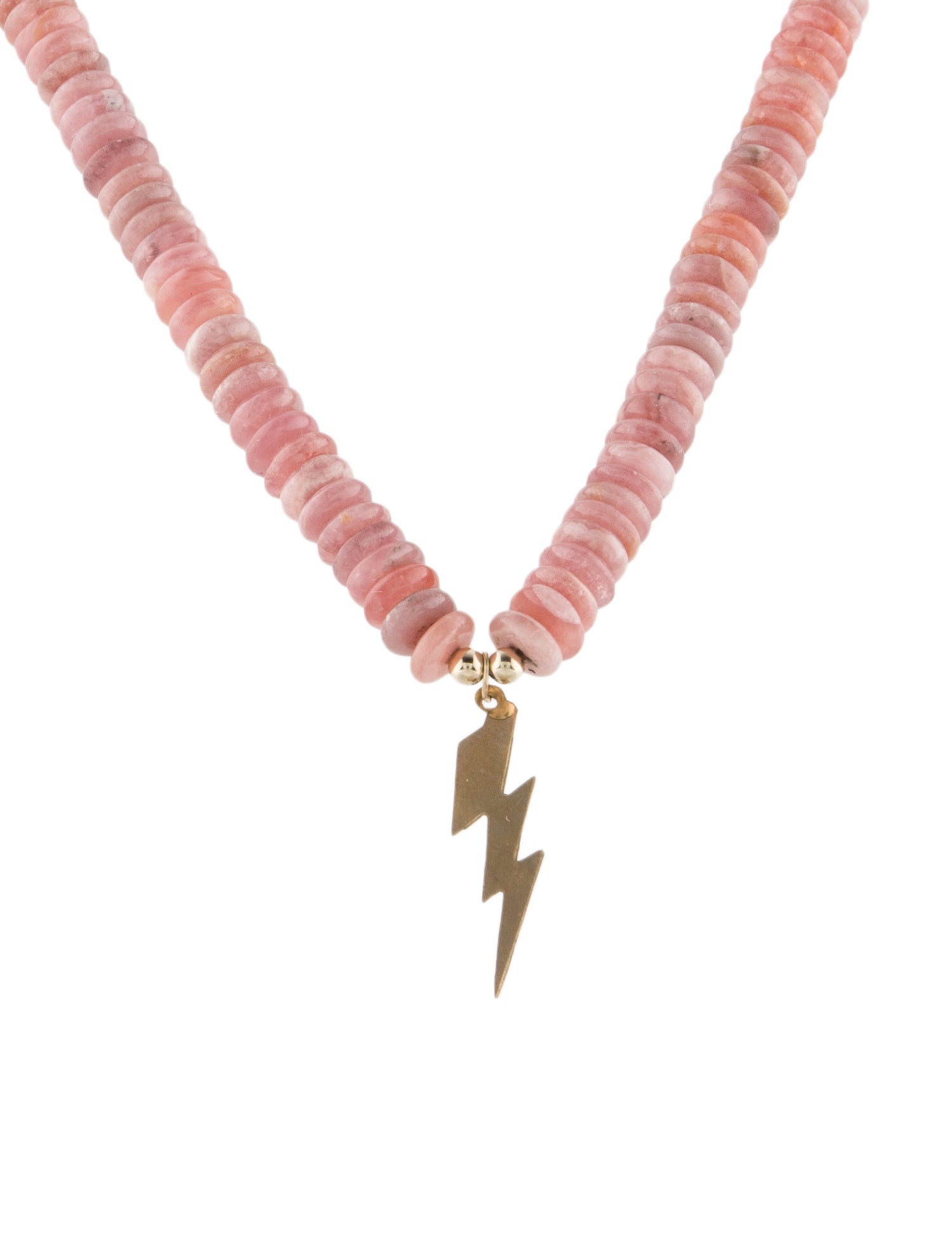 Necklace 14K Lightning Bolt Beaded