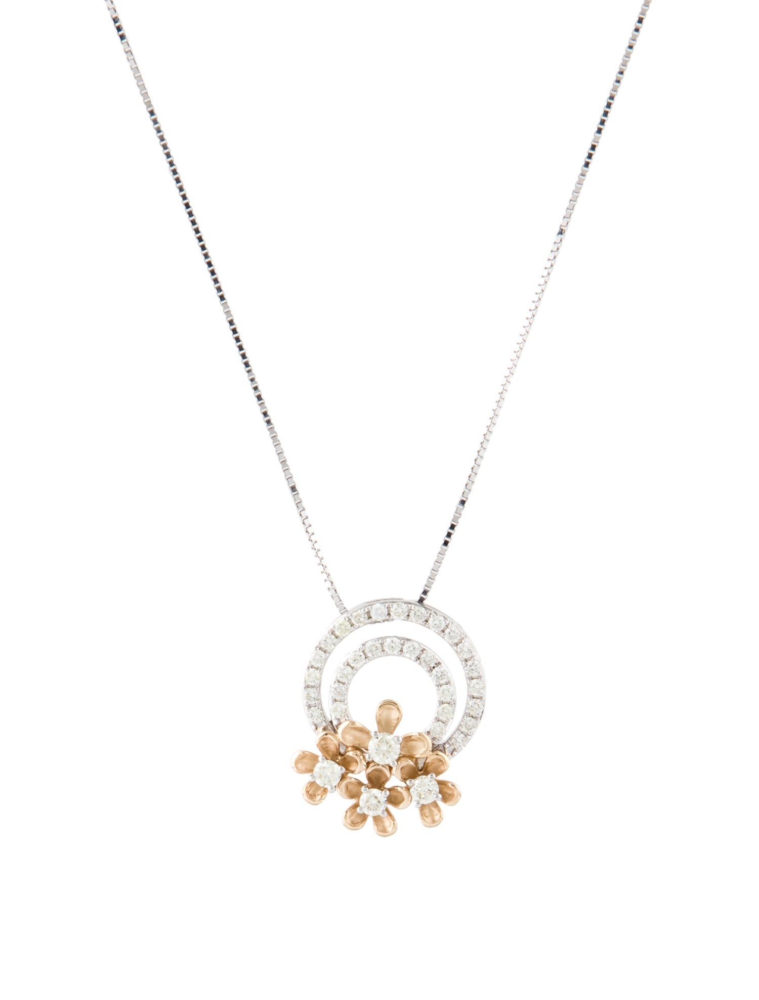 Necklace 14K Diamond Floral Pendant Necklace