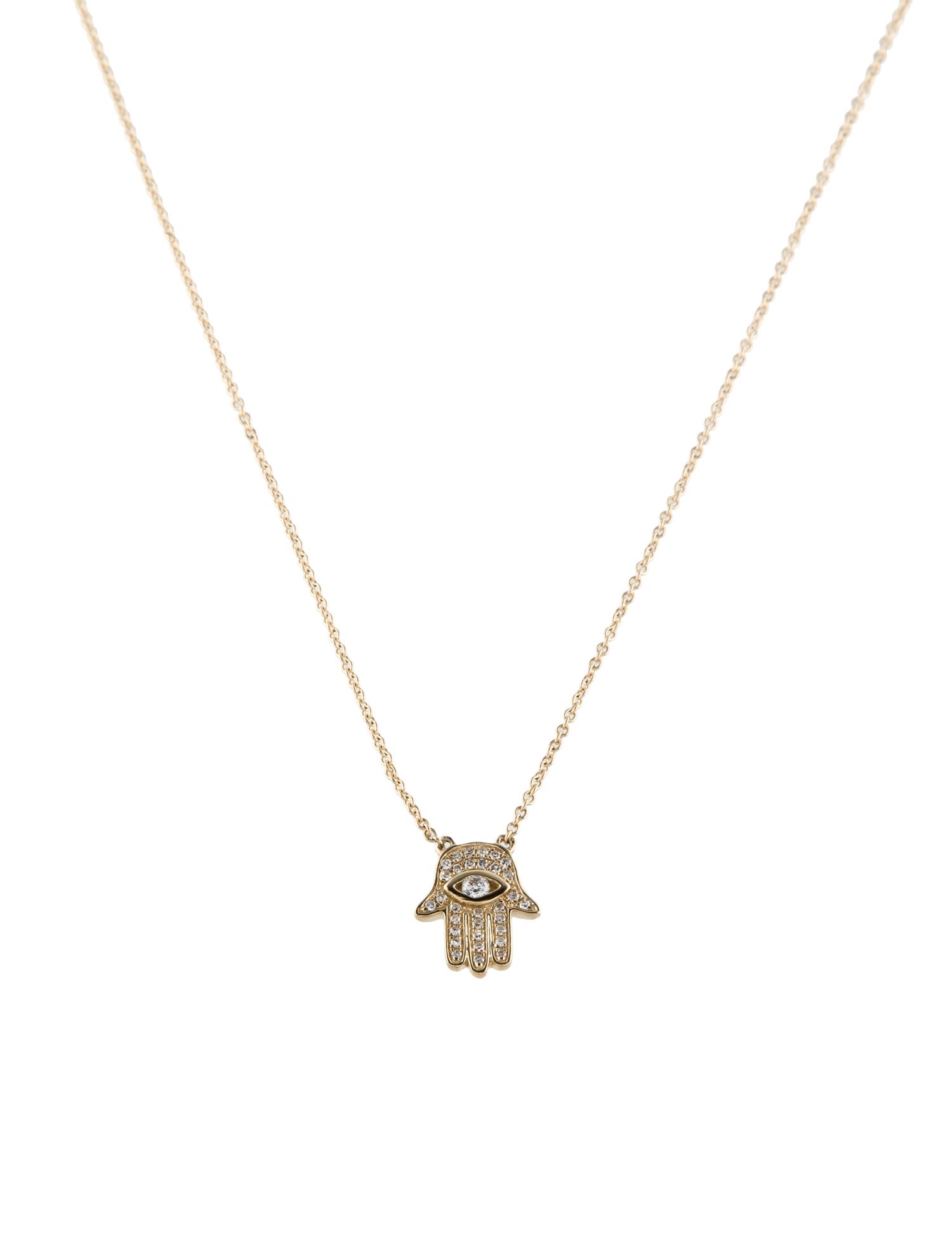 Necklace 14K Diamond Hamsa Hand Pendant Necklace