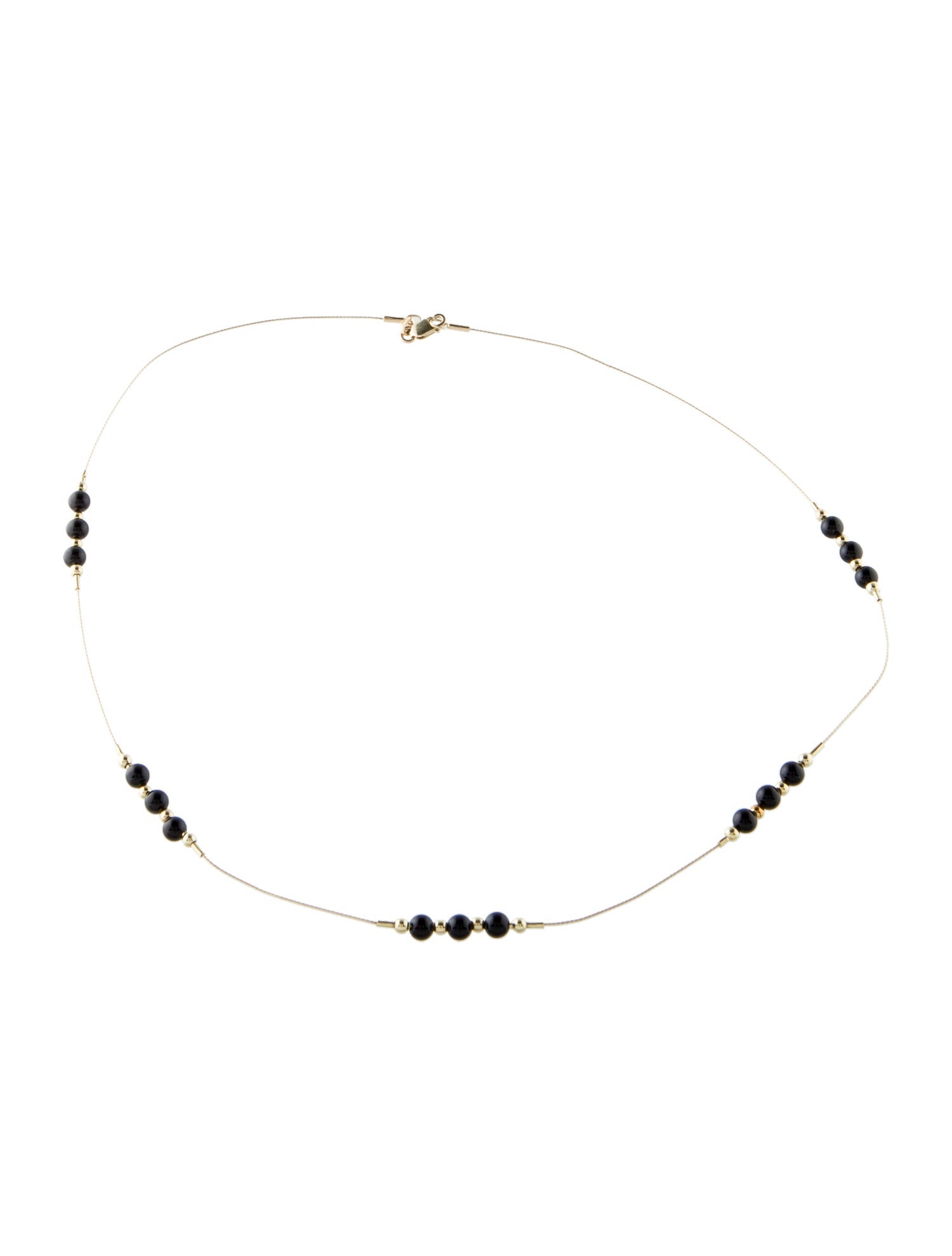 Necklace 14K Onyx Bead Station Necklace