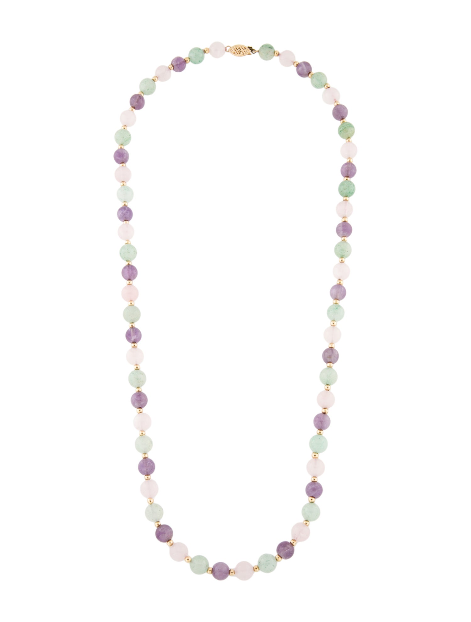 Necklace 14K Multistione Bead Strand Necklace