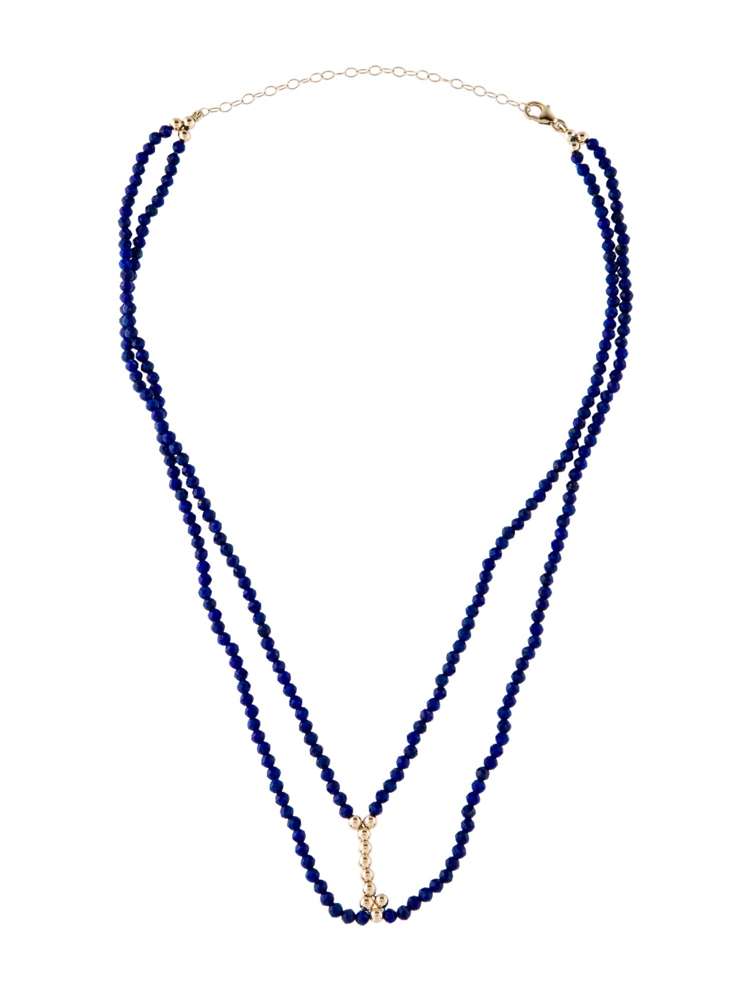 Necklace 14K Lapis Lazuli Bead Double Strand