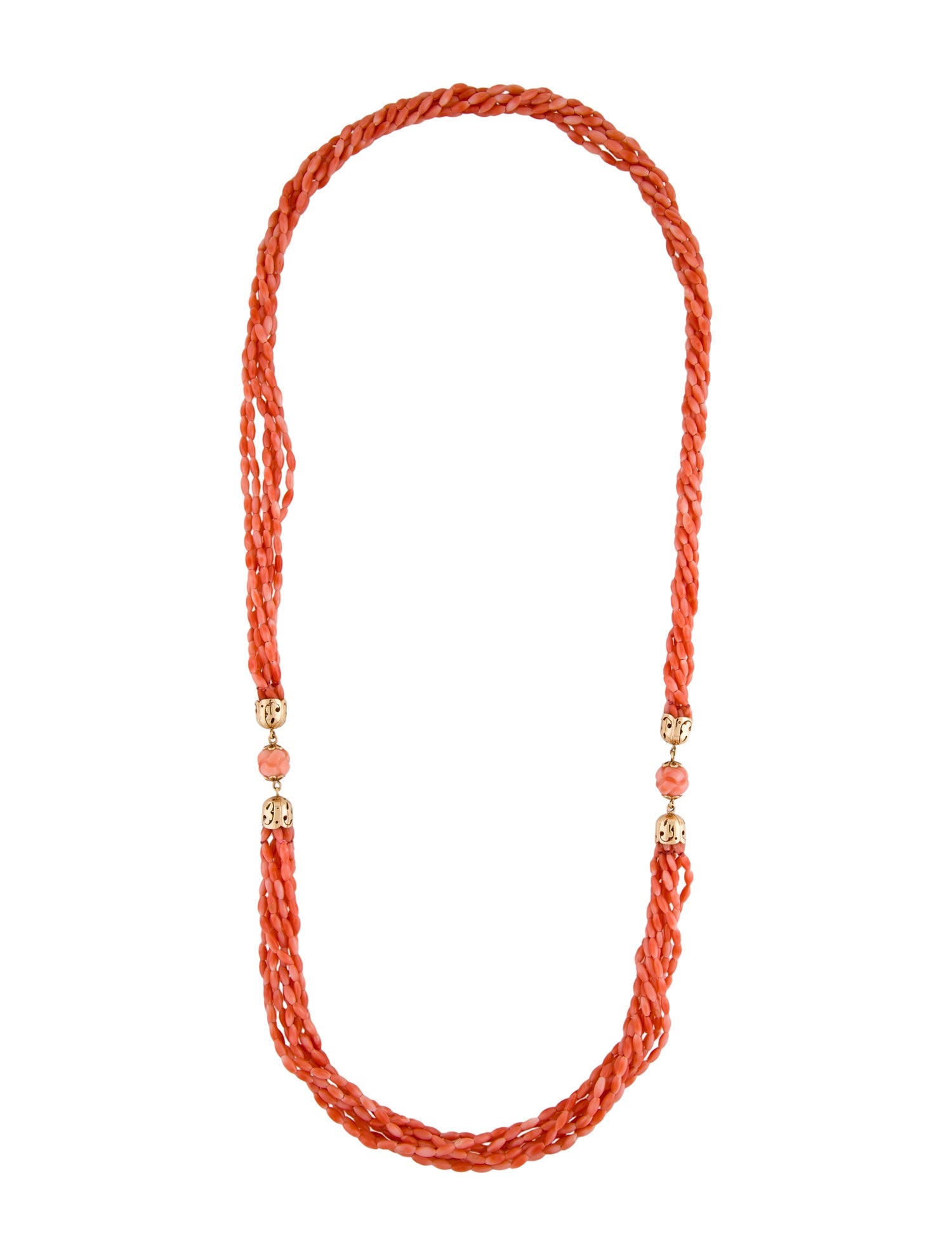 Necklace 14K Coral Multistrand