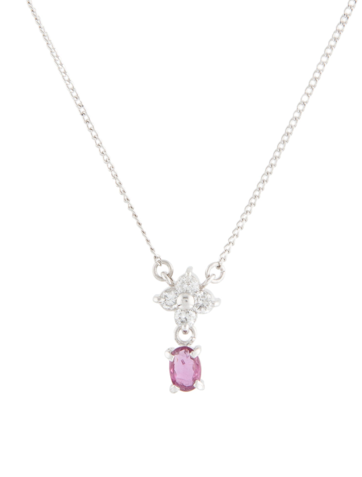 Necklace Platinum Ruby & Diamond Pendant Necklace