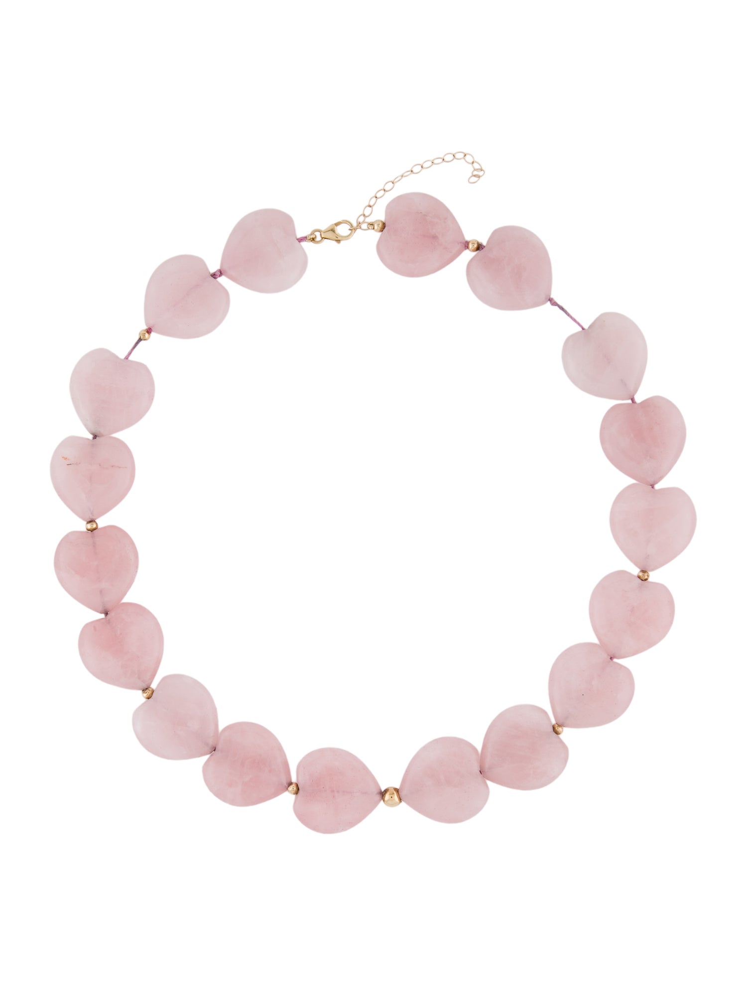 Necklace 14K Rose Quartz Heart Beaded Necklace