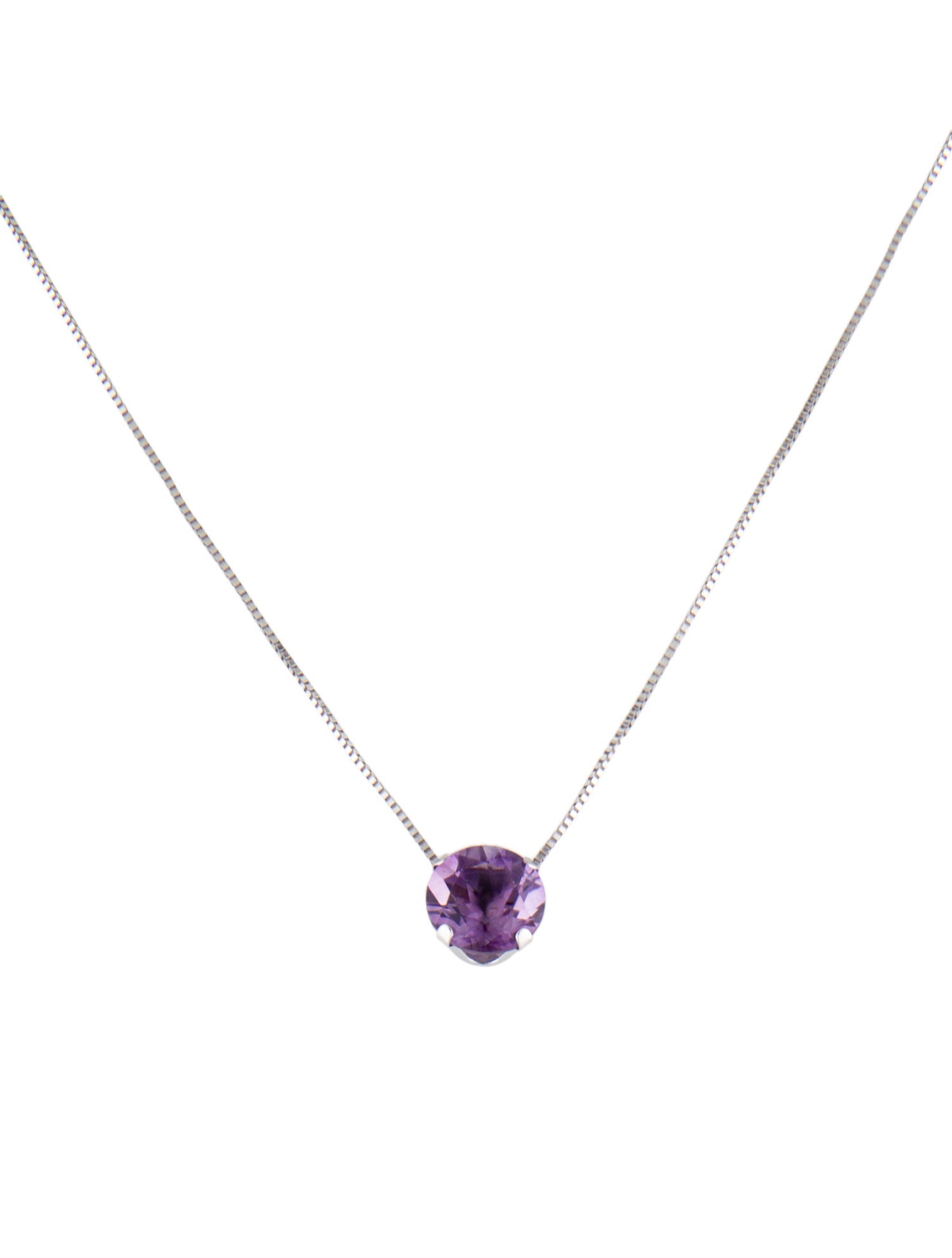 Necklace 14K Amethyst Solitaire Pendant Necklace
