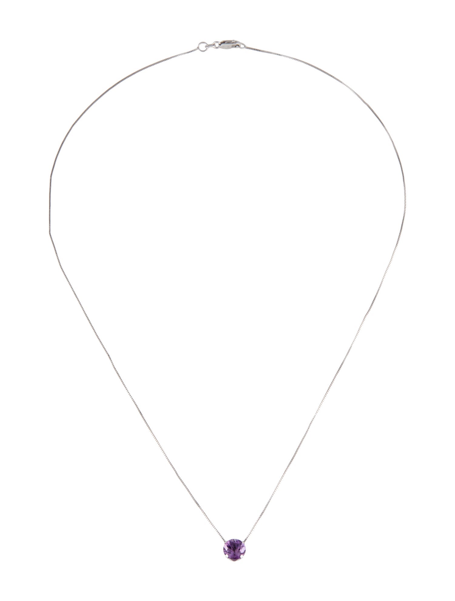 Necklace 14K Amethyst Solitaire Pendant Necklace