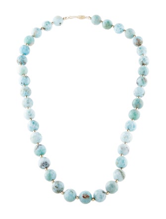 Necklace 14K Pectolite Beaded Chain Necklace