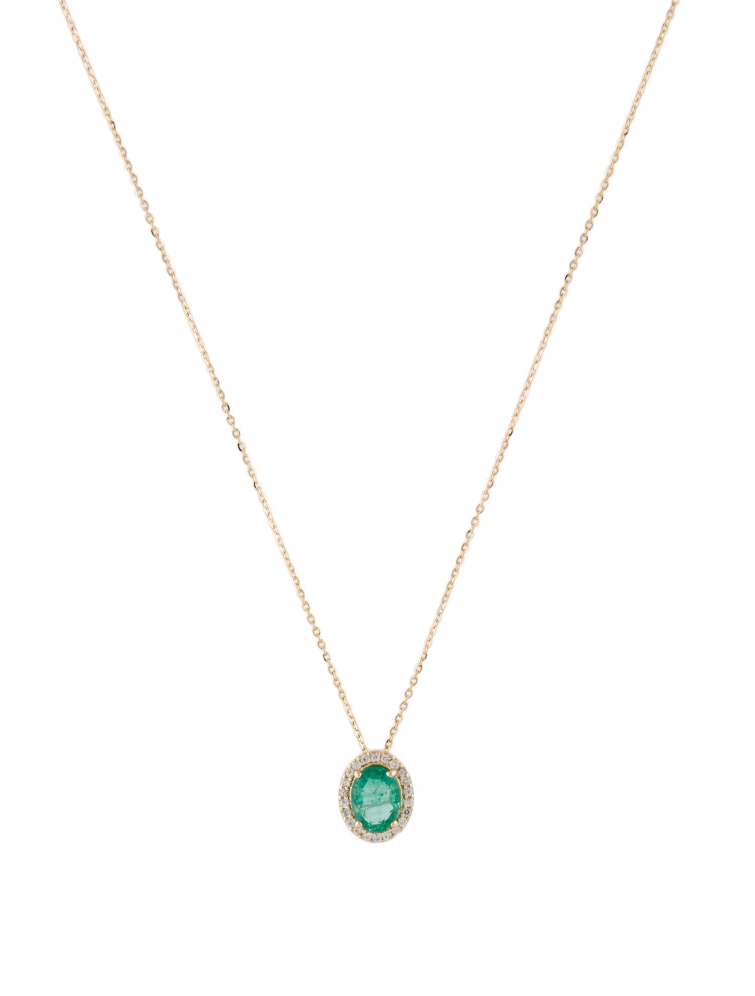 Necklace 14K 1.18ct Emerald & Sapphire Pendant Necklace
