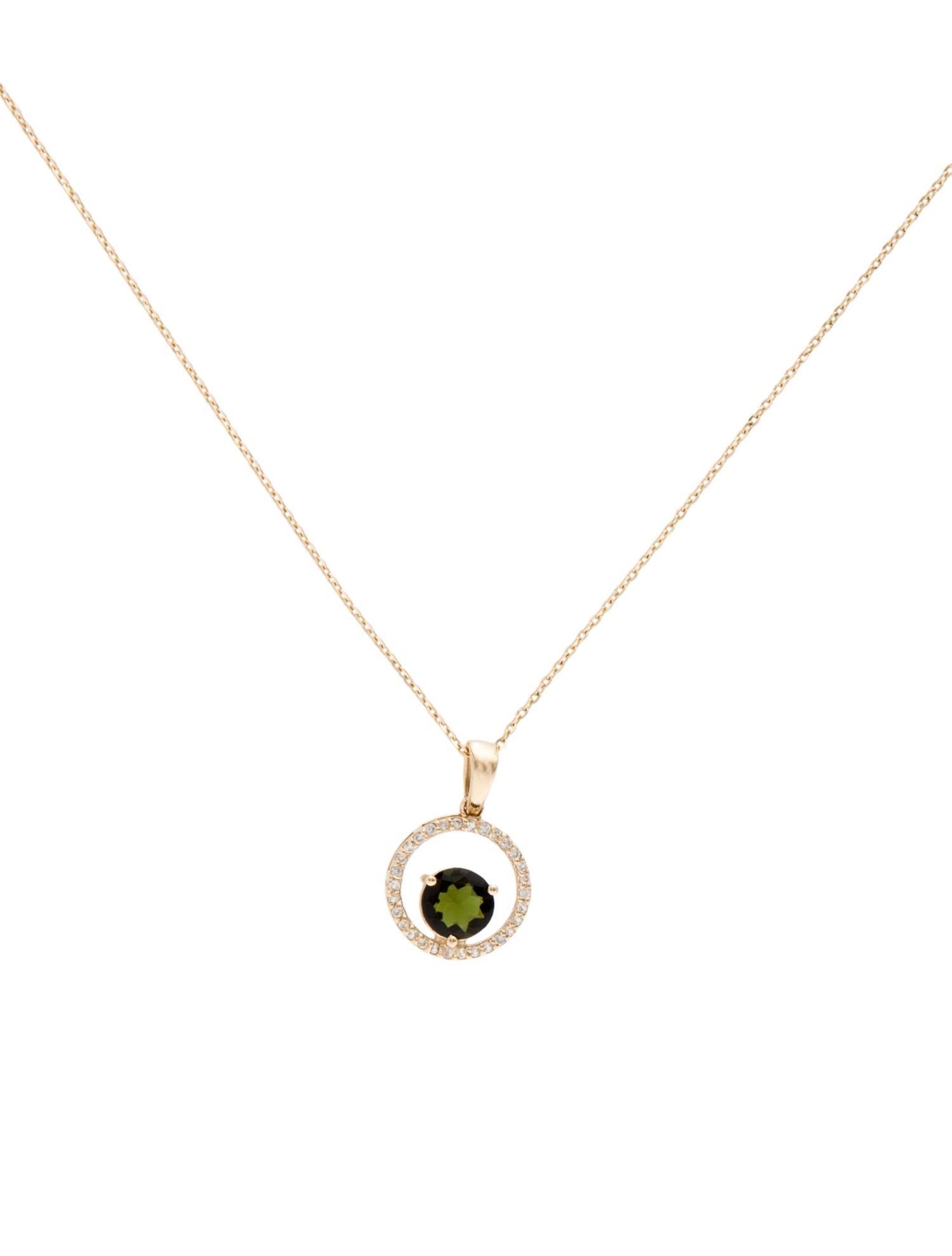 Necklace 14K Tourmaline & Sapphire Circle Pendant