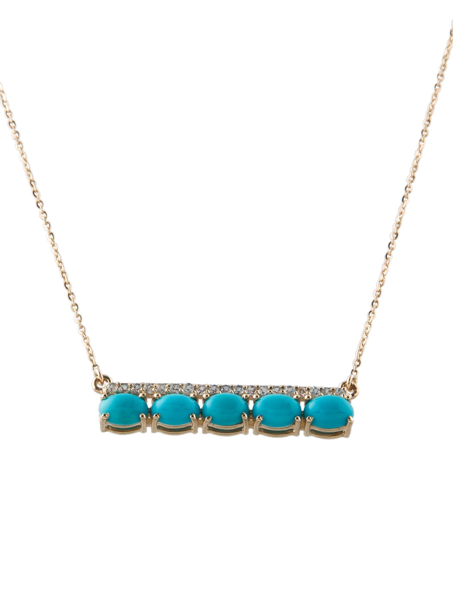 Necklace 14K 2.12ctw Turquoise & Sapphire Pendant