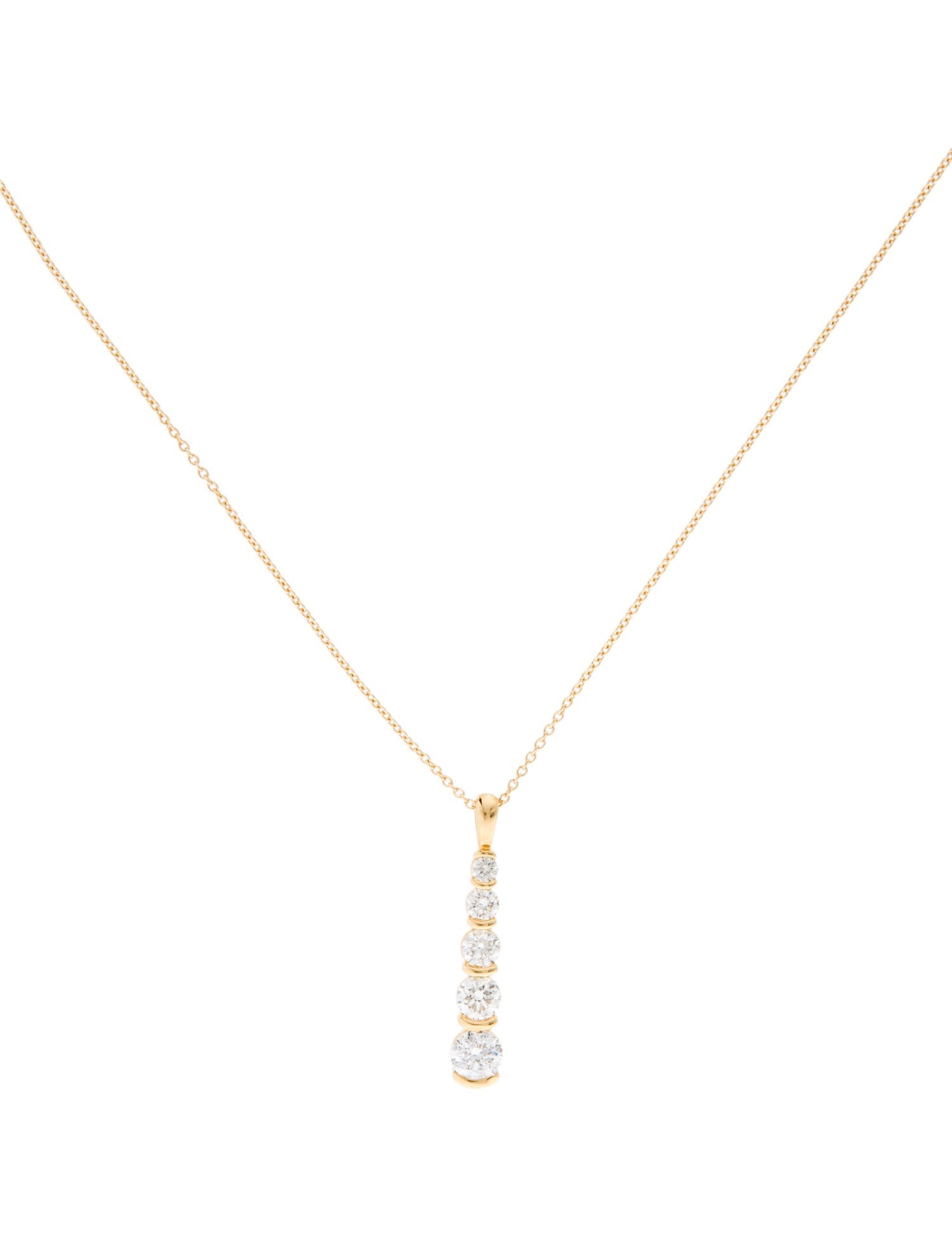 Necklace 18K 1.00ctw Graduated Diamond Pendant Necklace