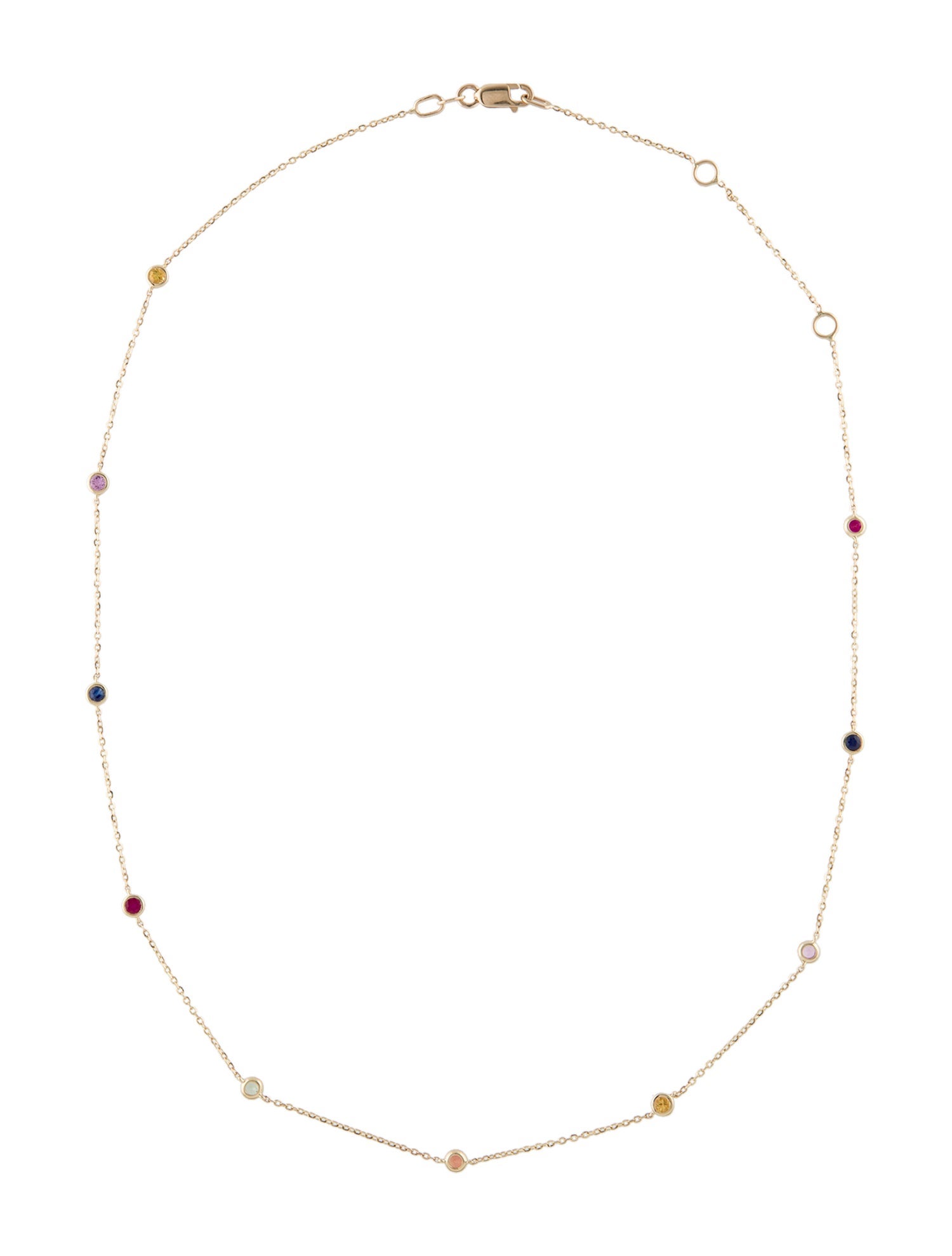 Necklace 14K Ruby & Sapphire Station
