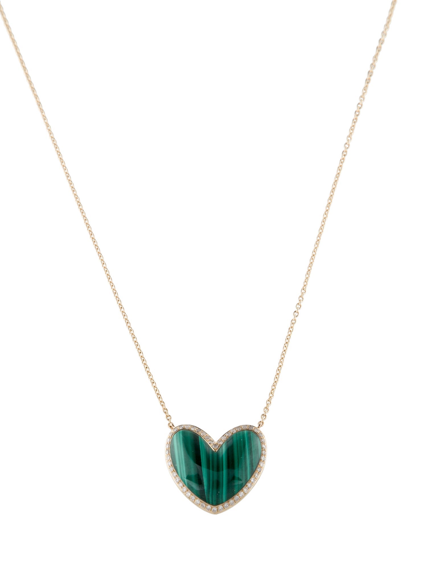 Necklace 14K Malachite & Diamond Heart Pendant