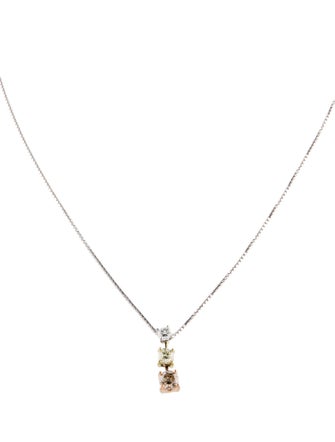 Necklace 18K Tri-Color Diamond Pendant Necklace
