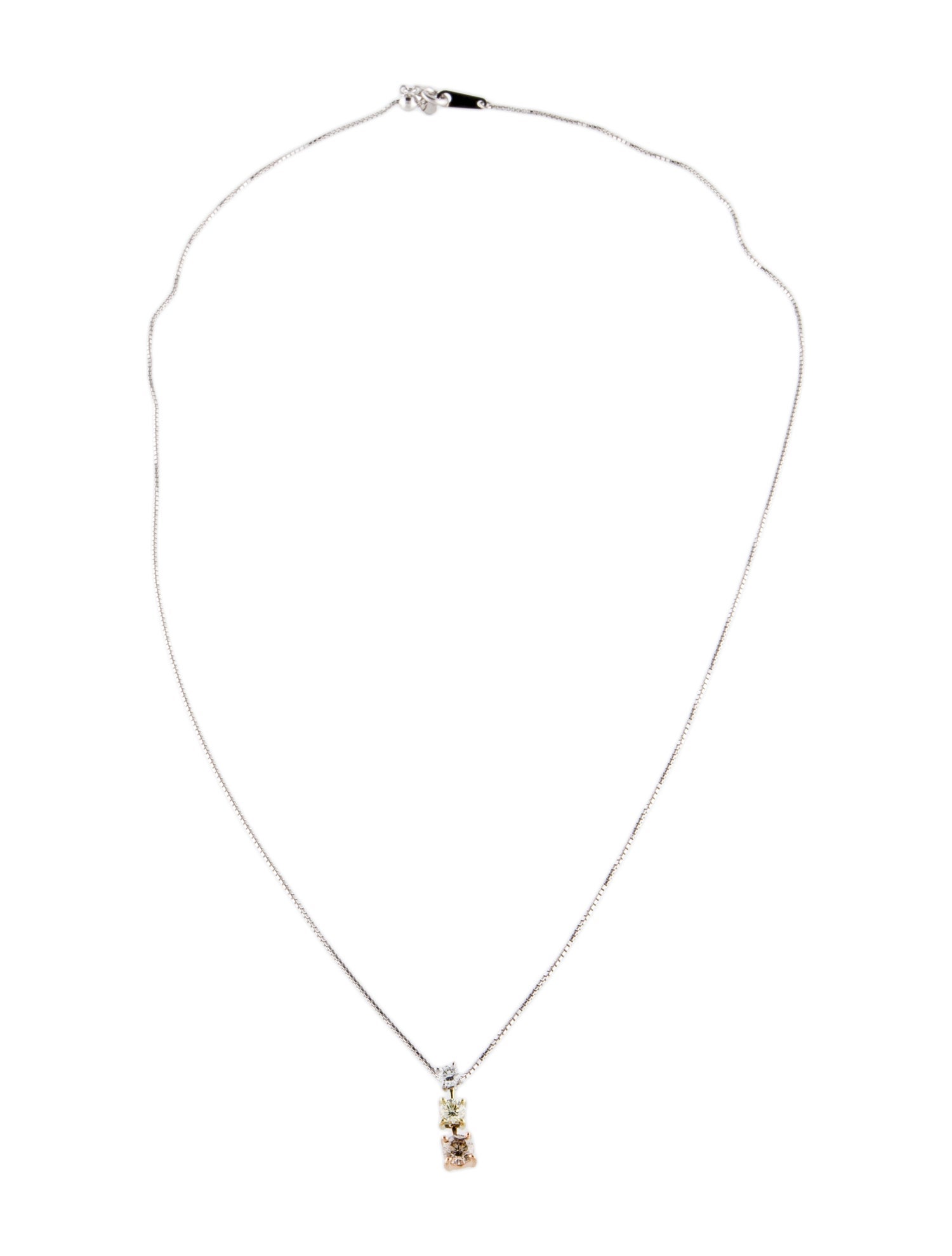 Necklace 18K Tri-Color Diamond Pendant Necklace
