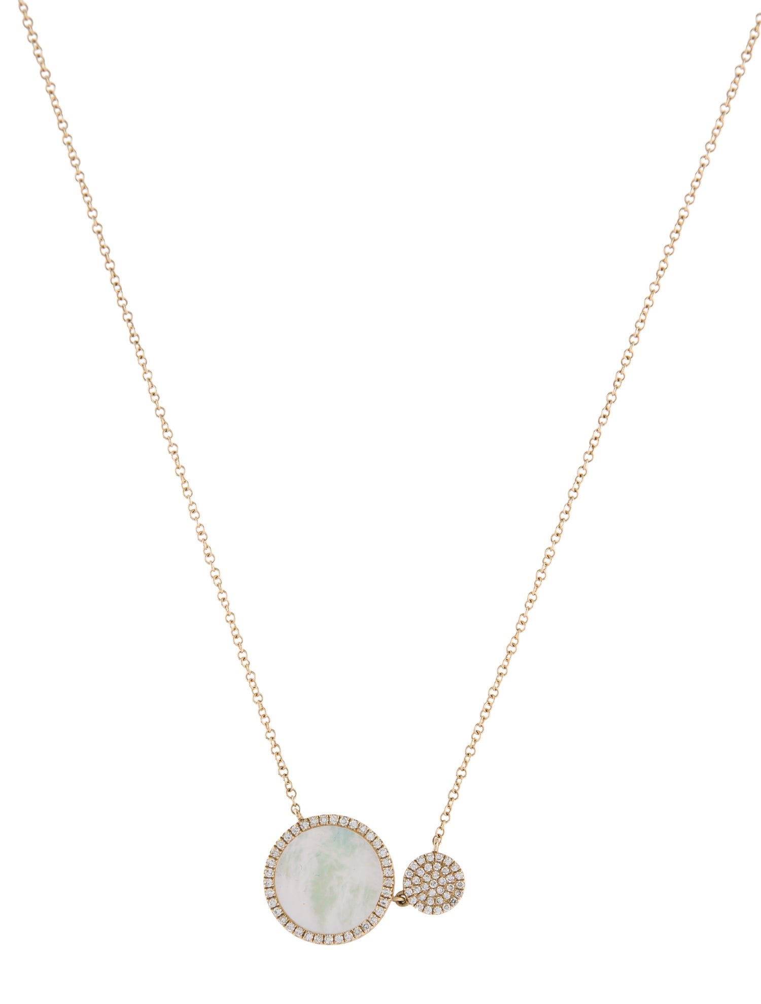 Necklace 14K Mother of Pearl & Diamond Pendant Necklace