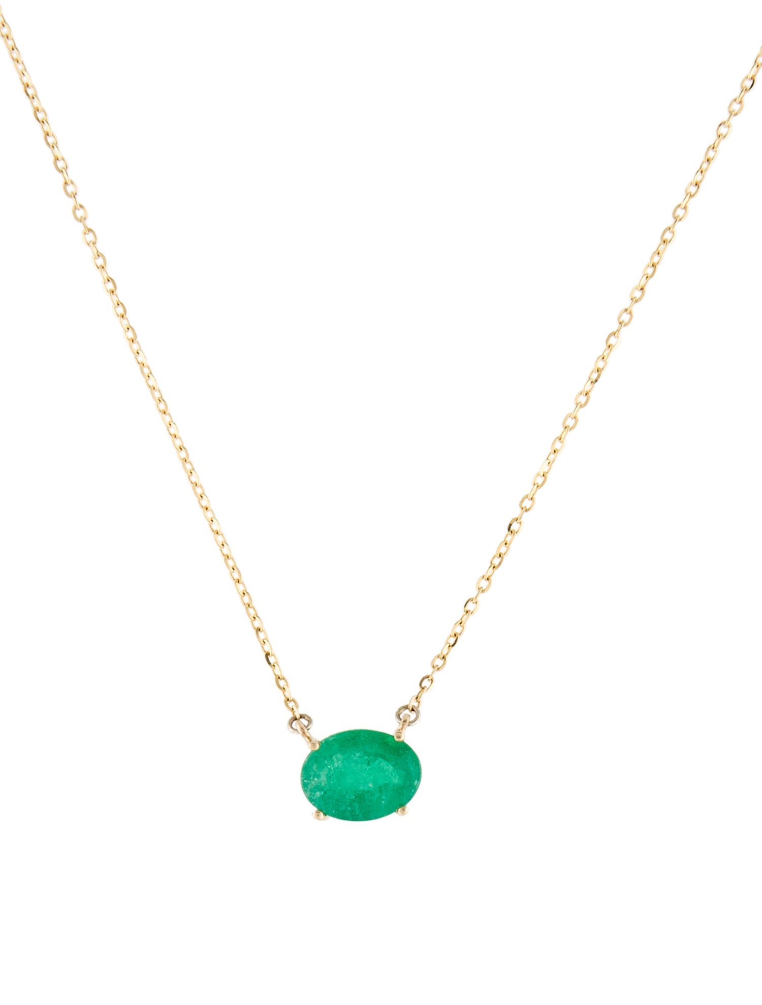 Necklace 14K 1.12ct Emerald Pendant Necklace