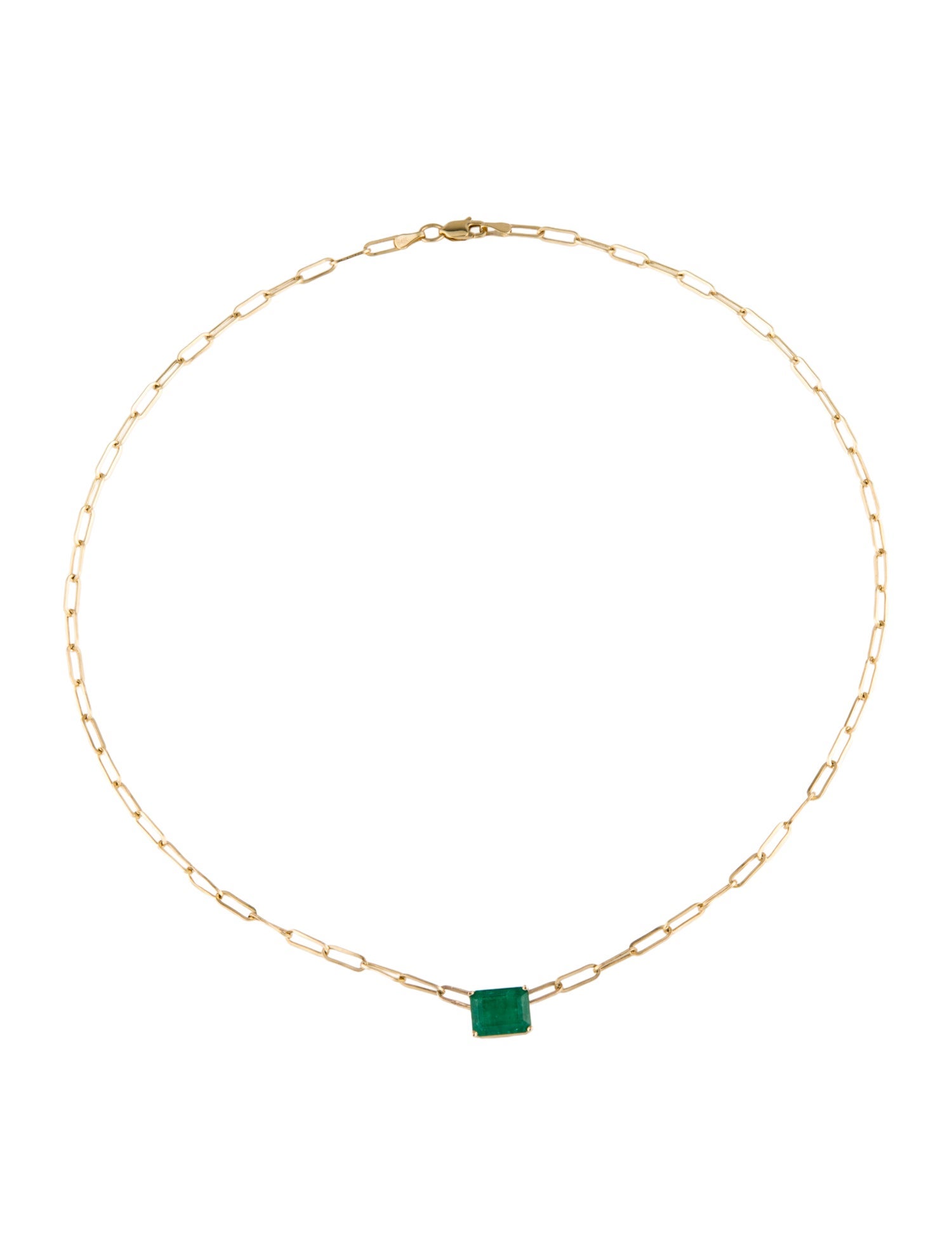 Necklace 14K 2.00ct Emerald Solitaire Pendant Necklace