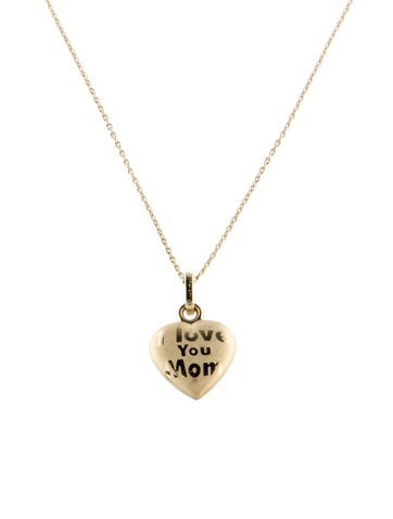 Necklace Pendant 14K 'I Love You Mom' Heart