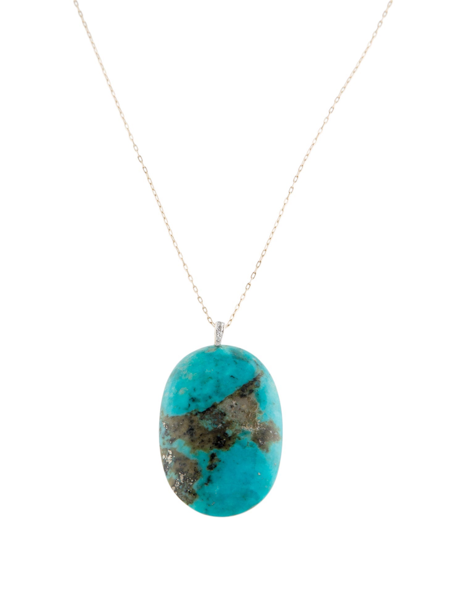 Necklace 14K Turquoise & Diamond Pendant Necklace