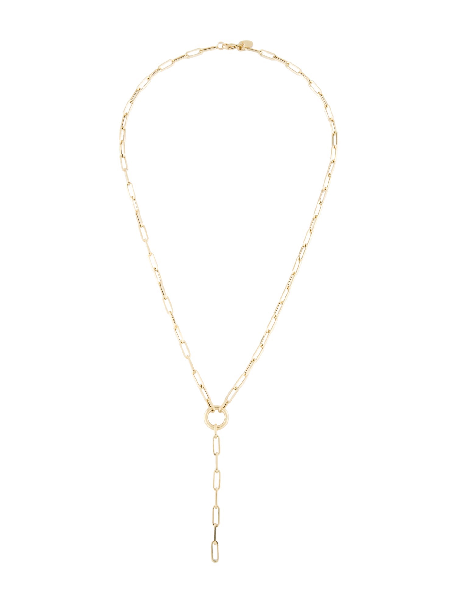 Necklace 14K Paperclip Link Lavalier Necklace