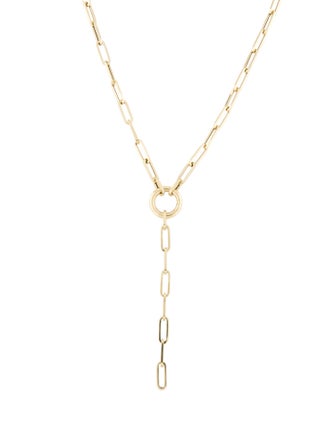 Necklace 14K Paperclip Link Lavalier Necklace