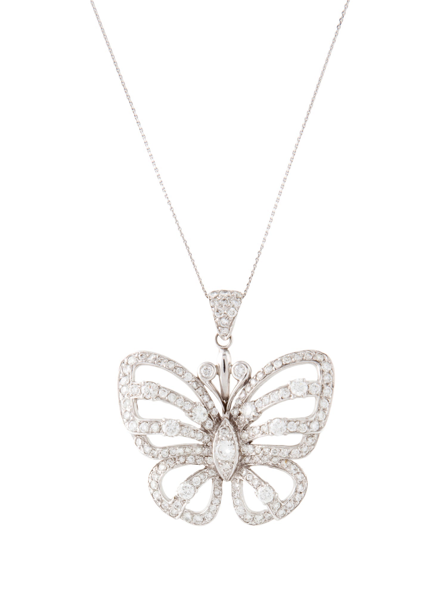 Necklace 18K 2.55ctw Diamond Butterfly Pendant
