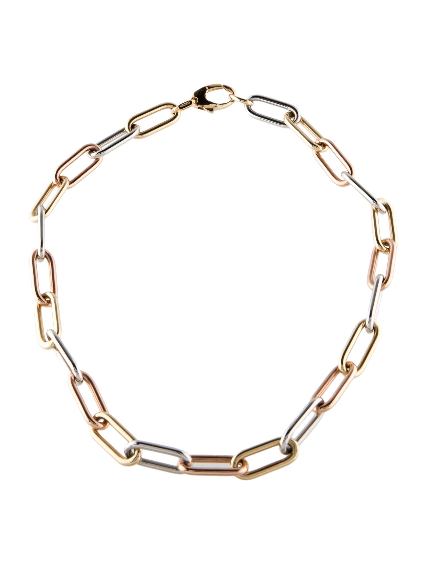 Necklace 14K Tri-Tone Paperclip Chain Necklace