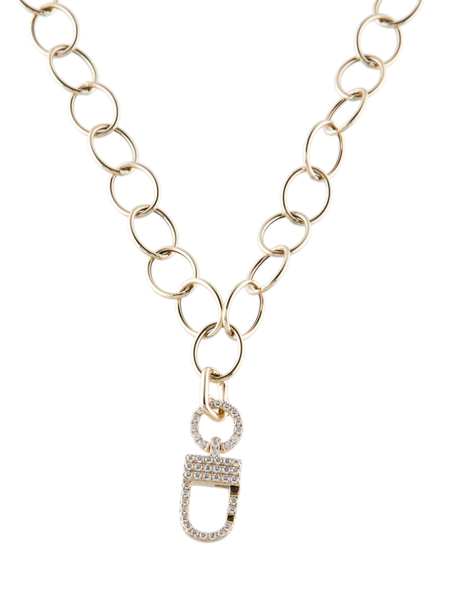 Necklace 14K Diamond Charm Holder Pendant Necklace
