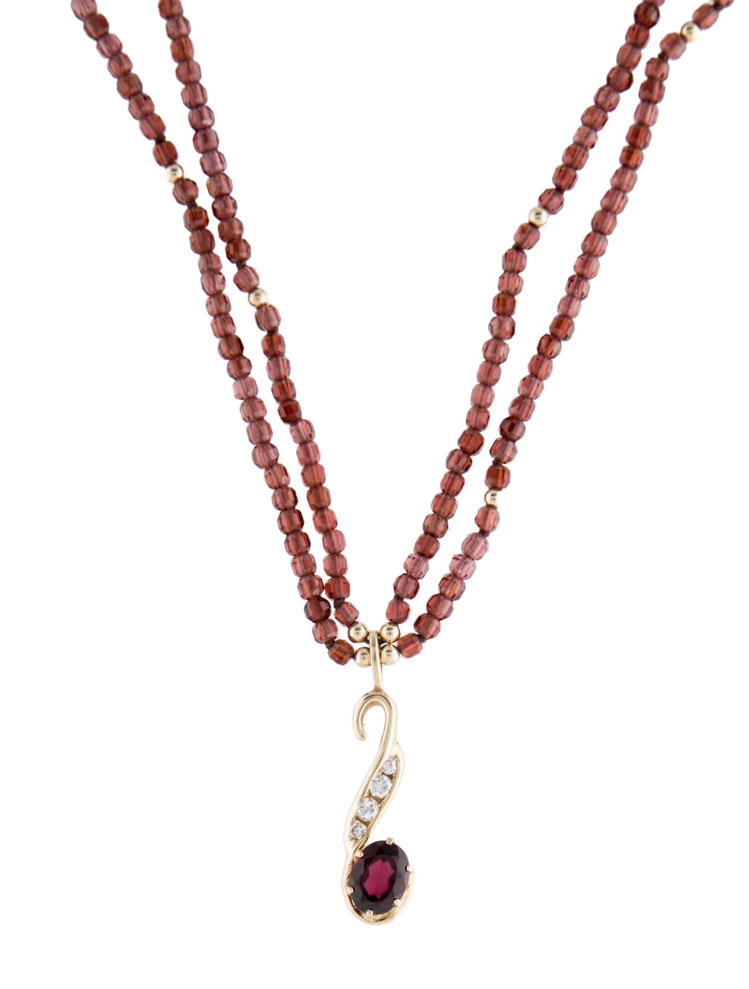 Necklace 14K Garnet & Diamond Pendant