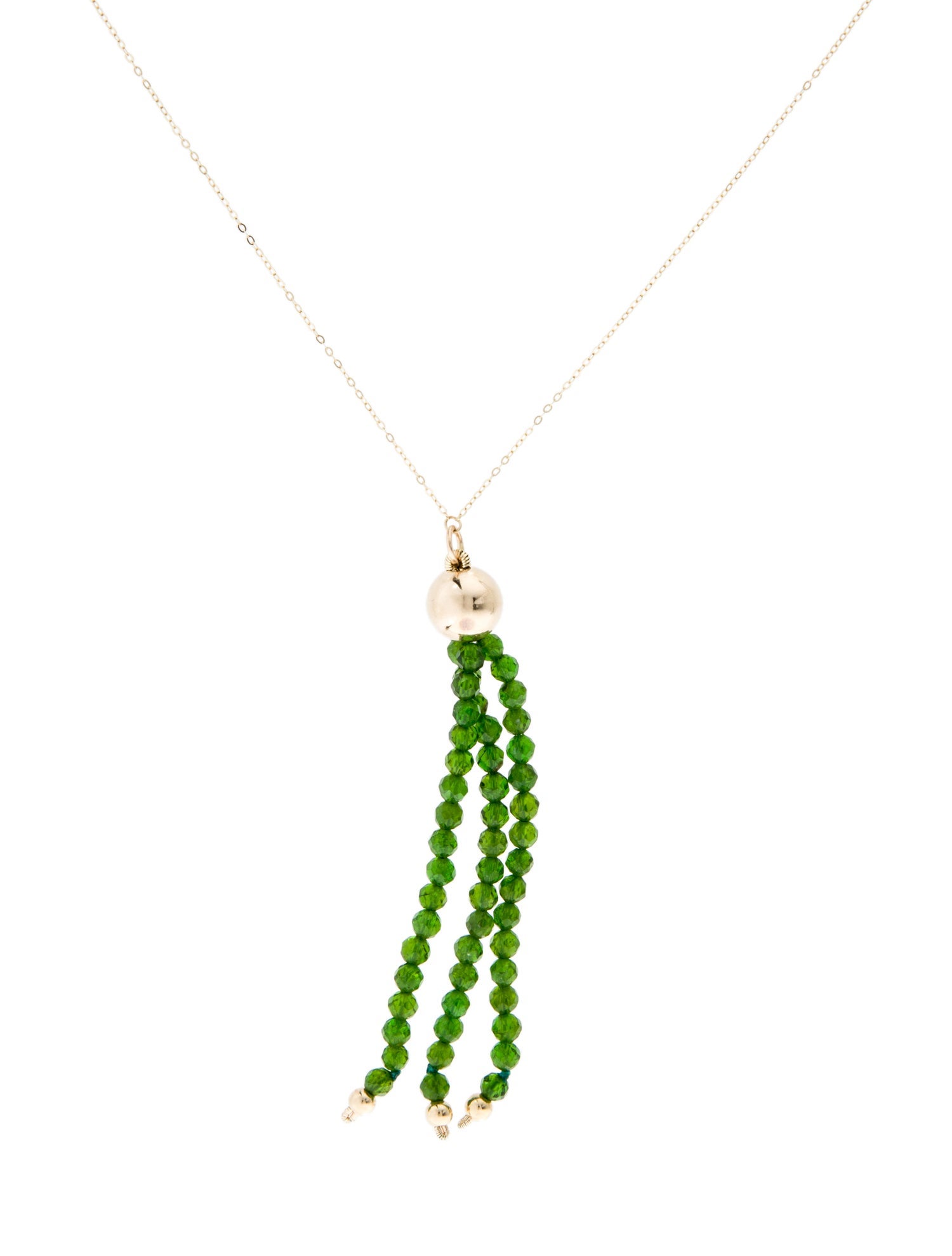 Necklace 14K Diopside Tassel Pendant Necklace