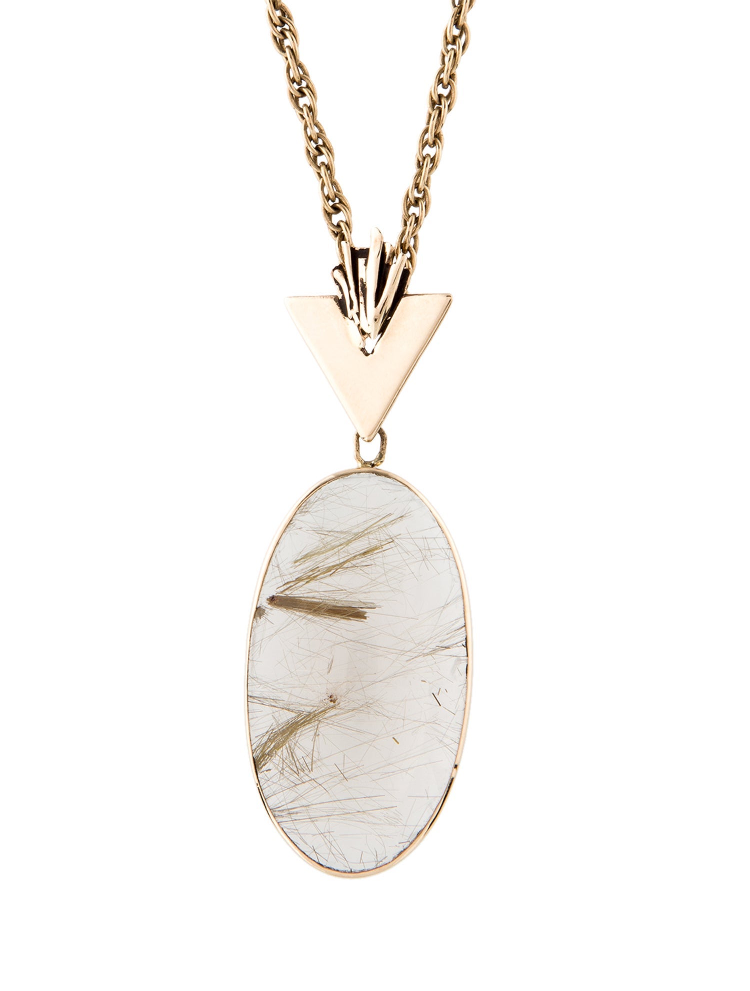 Necklace 14K Rutilated Quartz Pendant Necklace