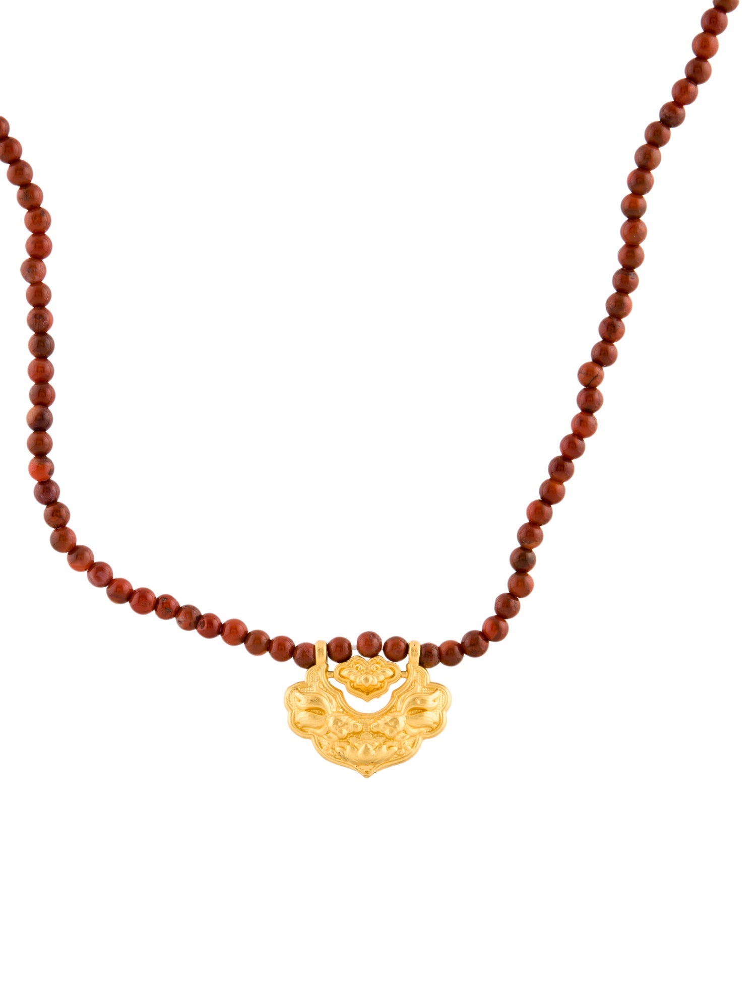 Necklace 24K Jasper Beaded Pendant Necklace